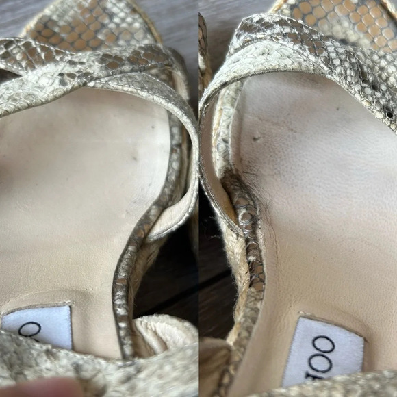 Jimmy  Choo Snakeskin Espadrilles Wedge Sandals - Picture 13 of 16